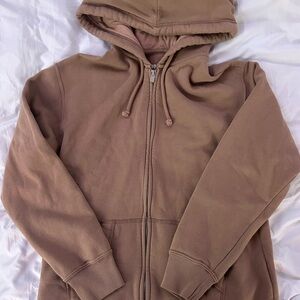 Hollister Chocolate Brown Fleece Zip Up Hoodie